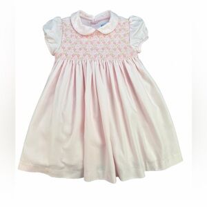 LULI & ME Girls Classic Full Smocked Dress with Sash- 18M